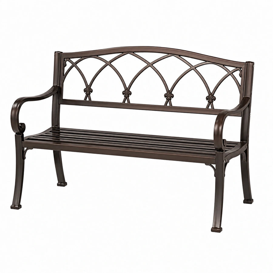 Banc de jardin 127 x 61 x 91 cm en métal bronze style classique