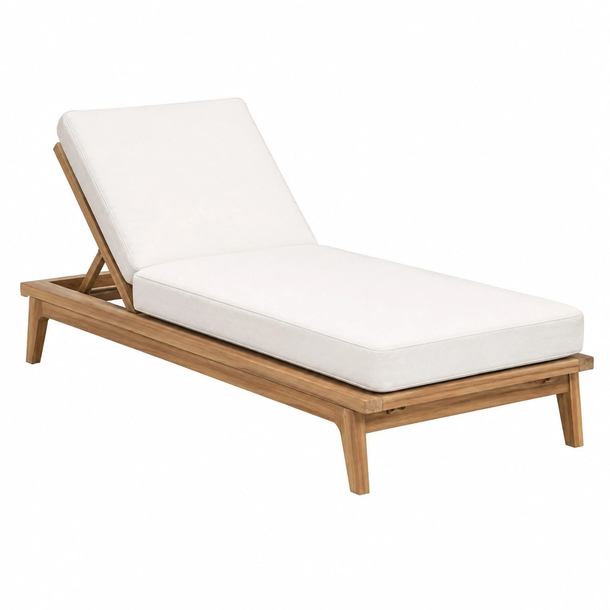 Chaise longue de jardin 200 x 70 cm en bois et tissu blanc dossier réglable