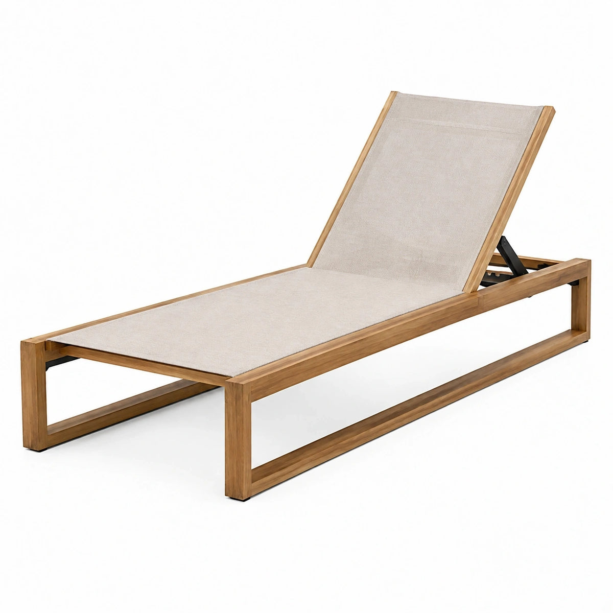 Chaise longue 200 x 70 x 35 cm en bois massif beige avec dossier réglable pour extérieur