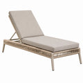 Chaise longue d'extérieur 200 x 70 cm en aluminium et corde tressée beige avec dossier réglable