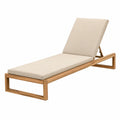 Chaise longue de jardin 200 x 70 cm en bois et tissu beige à dossier réglable
