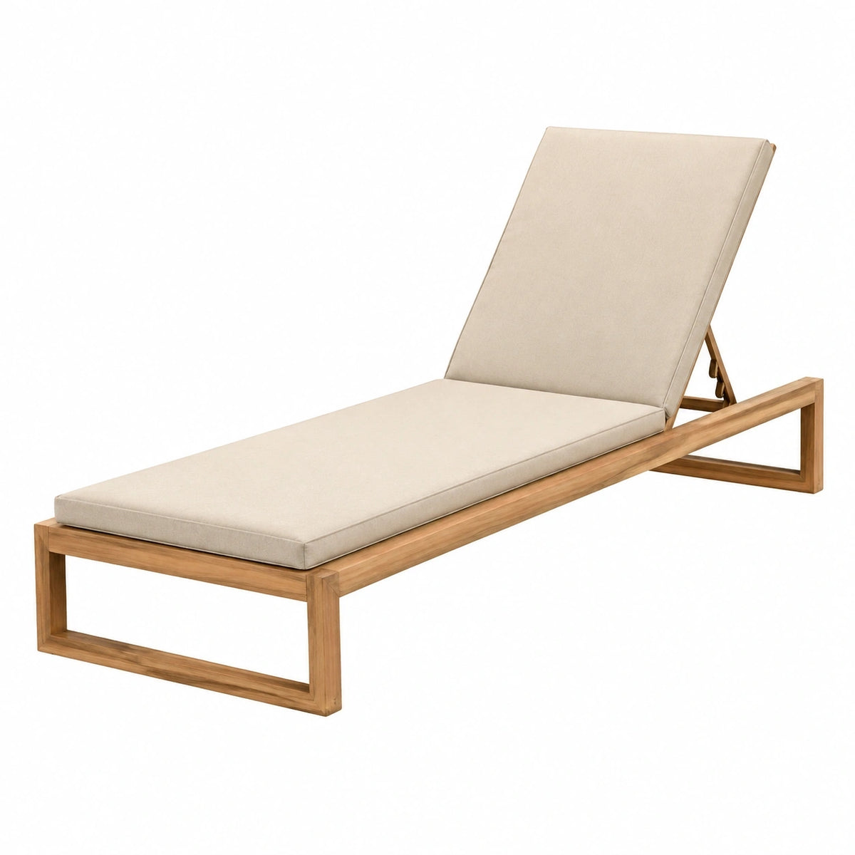 Chaise longue de jardin 200 x 70 cm en bois et tissu beige à dossier réglable