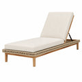 Chaise longue 200 x 75 cm en bois beige avec dossier réglable