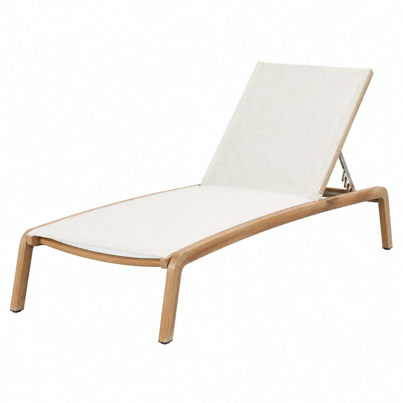 Bain de soleil 200 x 70 x 35 cm en bois beige avec dossier réglable pour extérieur