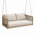 Balancelle suspendue 140 x 75 x 65 cm en bois et corde beige pour terrasse style bohème
