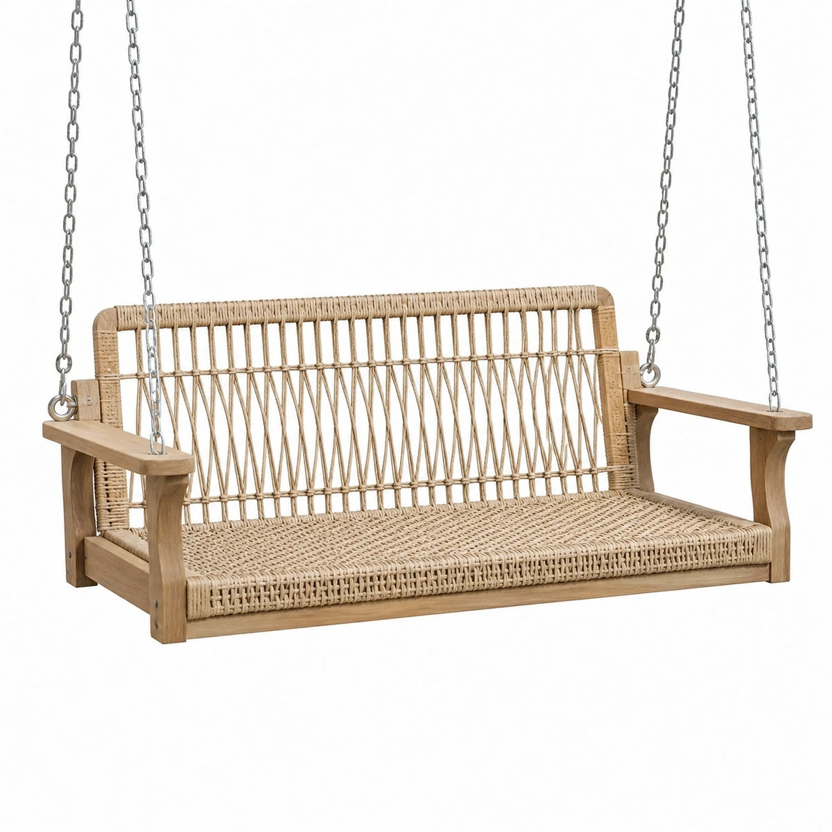 Balancelle 130 x 65 x 60 cm en bois et corde beige style naturel