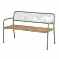Banc de jardin 125 cm en métal vert et bois avec dossier ajouré