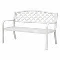 Banc de jardin 120 x 60 x 90 cm en métal blanc à dossier treillis