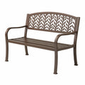Banc de jardin 122 x 61 x 88 cm en métal brun à dossier ajouré