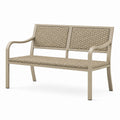 Banc de jardin 122 x 65 x 91 cm en métal et résine tressée beige avec accoudoirs