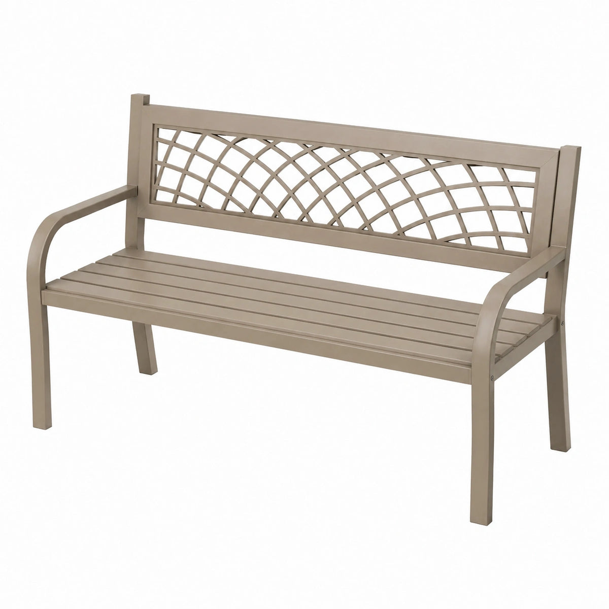 Banc de jardin 120 cm en métal taupe à dossier ajouré