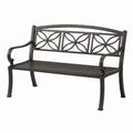 Banc de jardin 125 x 60 x 90 cm en métal noir à dossier décoratif
