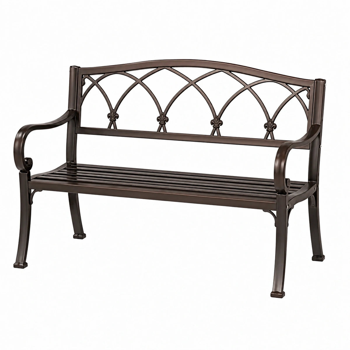 Banc de jardin 127 x 61 x 91 cm en métal bronze style classique